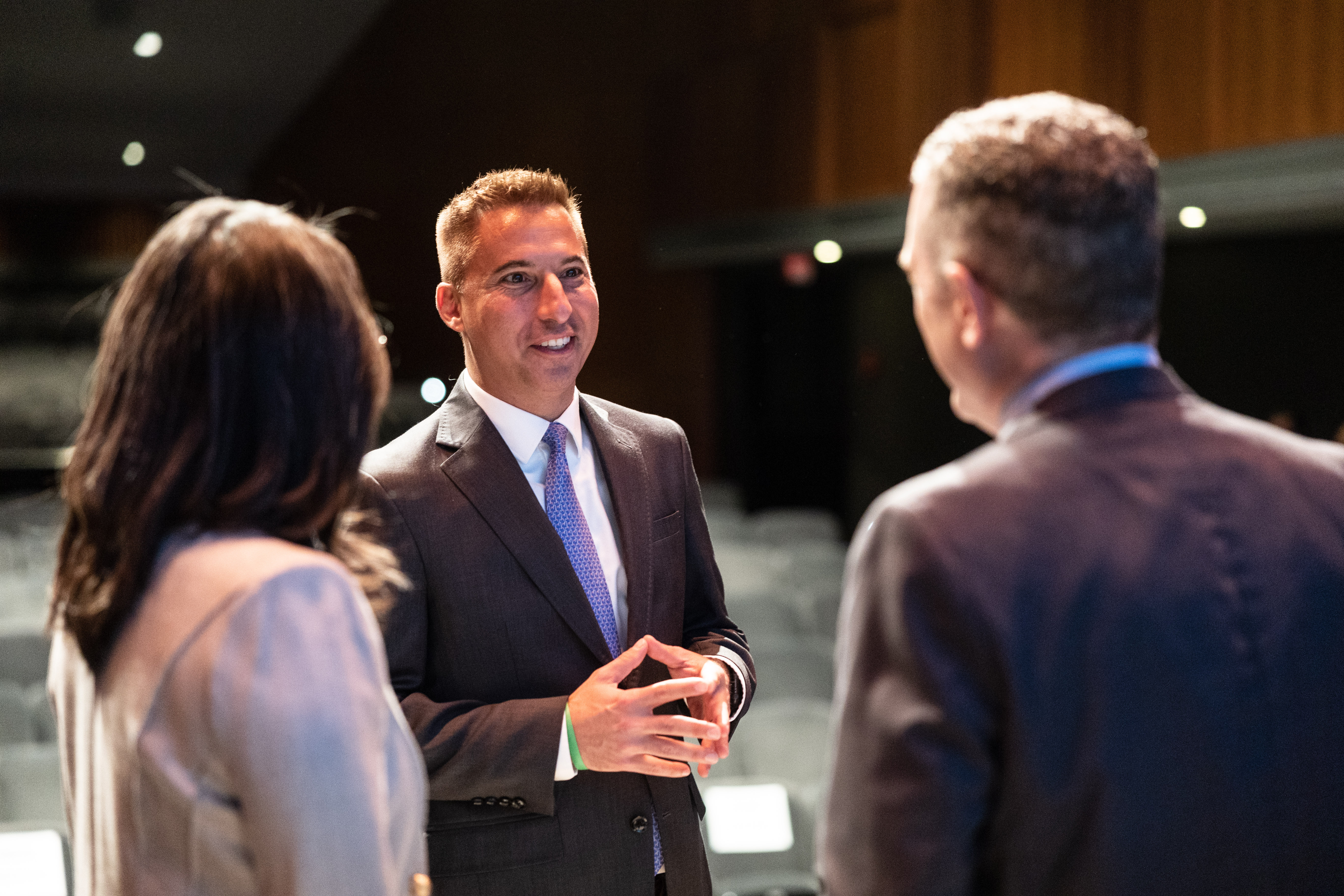 Min Jung Kim, Jason Hall, and James Bullard have a conversation at the Saint Louis Art Museum.