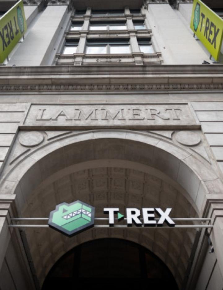 Photo of the front of the T-REX building Downtown