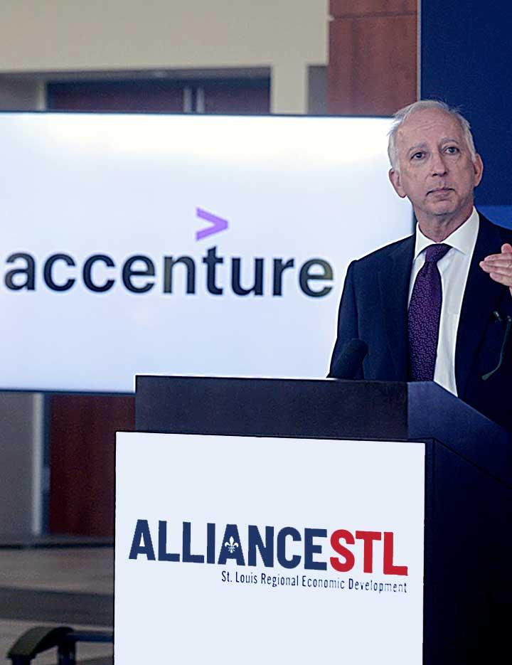 Man speaking at Accenture at opening of new tech center