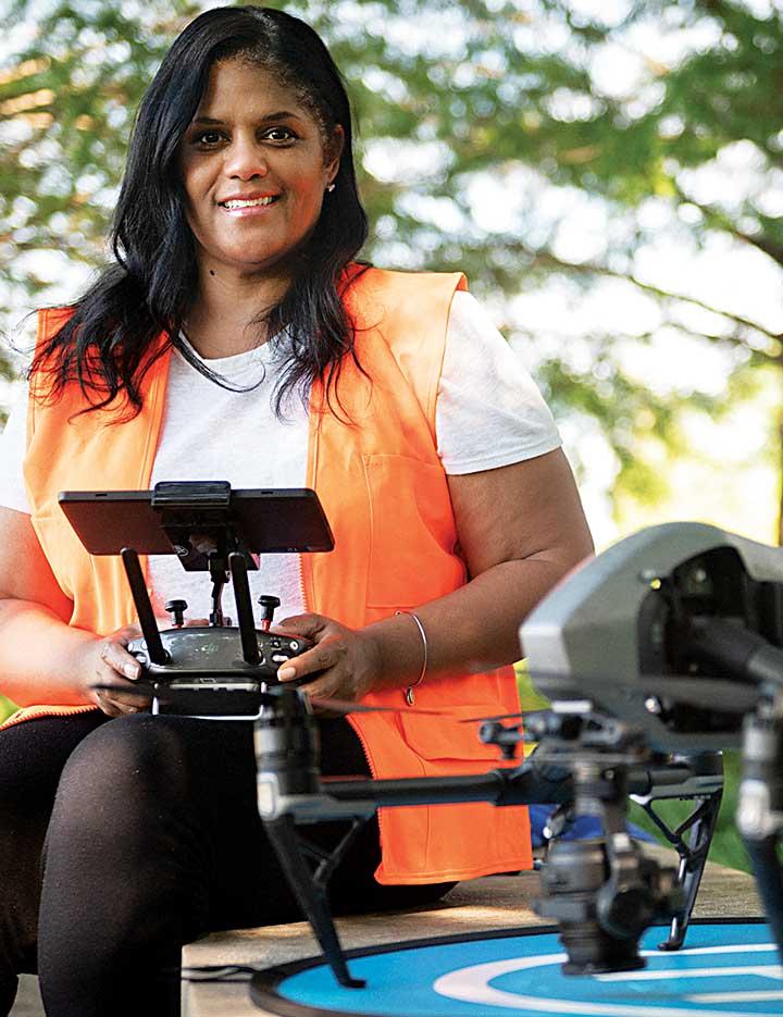 Portrait of Bronwyn Morgan with a drone