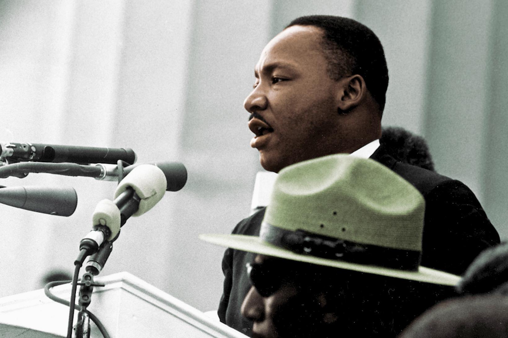 Dr. Martin Luther King, Jr. delivering his I Have a Dream Speech at the Civil Rights March on Washington, D.C. 08/28/1963 ARC Identifier 542069 / Local Identifier 306-SSM-4D(107)16 -National Archives.
