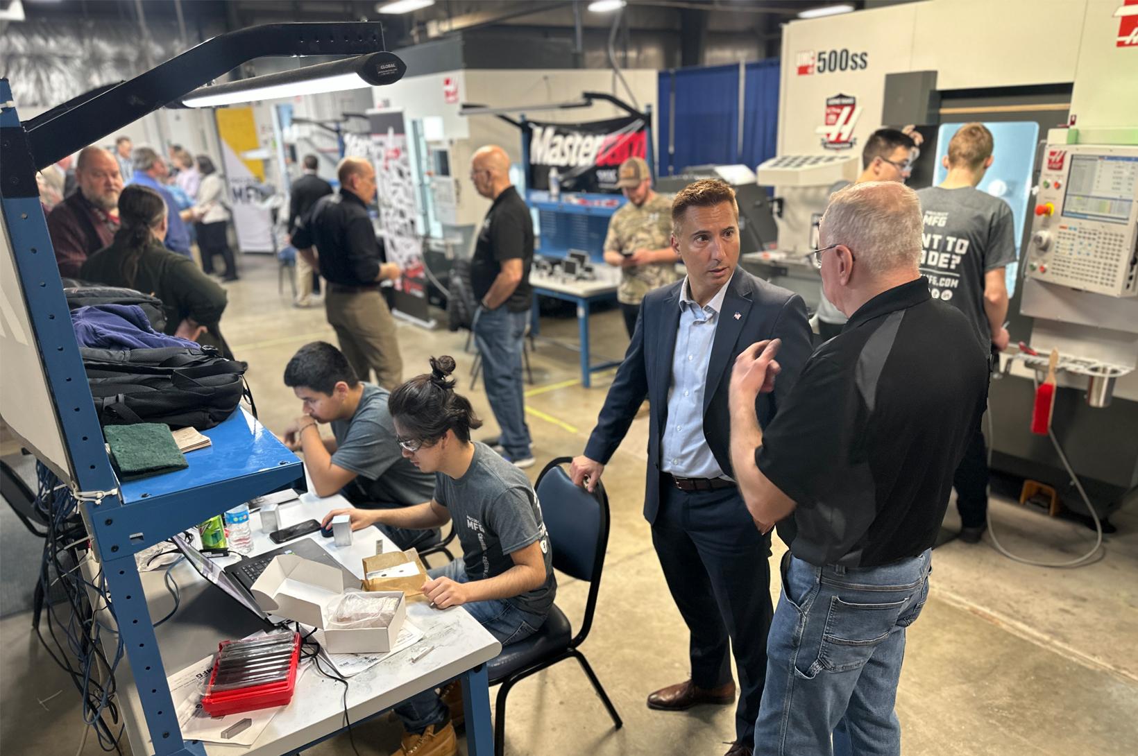 Jason Hall tours SWIC's Sam Wolf campus in Granite City.