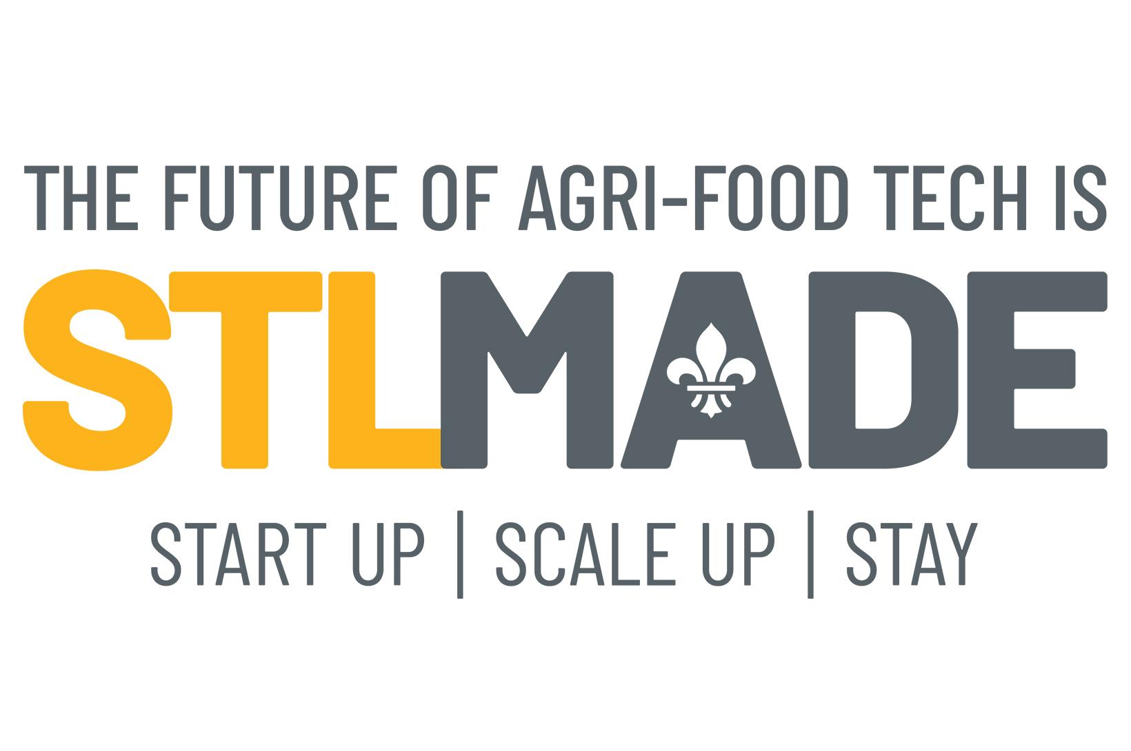 Agri-Food Tech is STLMade - Newsroom A yellow and gray logo that reads "The Future of AgriFood Tech is STLMade"