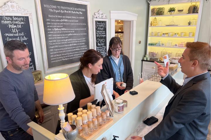 CEO Jason Hall shops at Provenance Soapworks in St. Charles, Missouri.