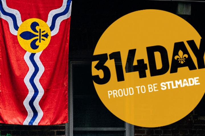 City of St. Louis Flag and circle with 3 1 4 Day and Proud to be S T L Made