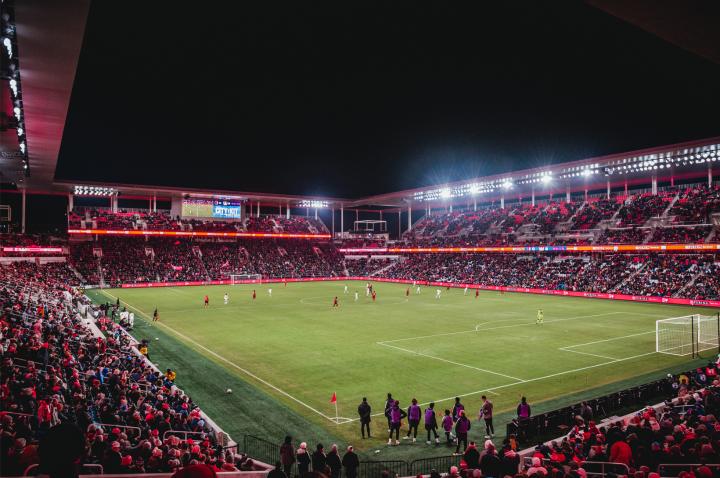A photo of the CITYPARK Stadium field during gameday in St. Louis.