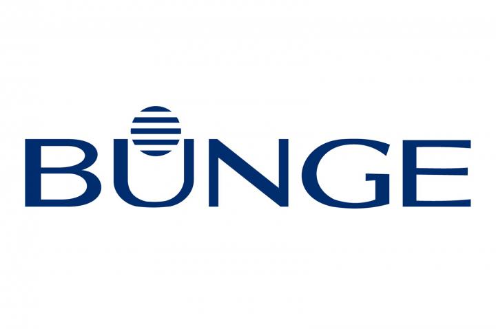 the blue Bunge logo on a white backdrop