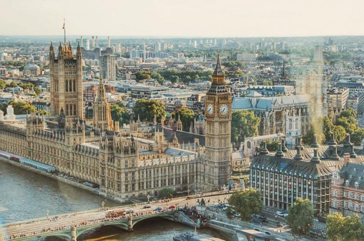 An aerial view of London.