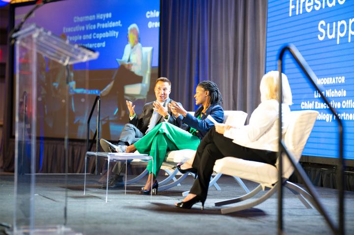 Jason Hall talks to Charman Hayes and Lisa Nichols at the inaugural Inclusive Economic Growth Summit.