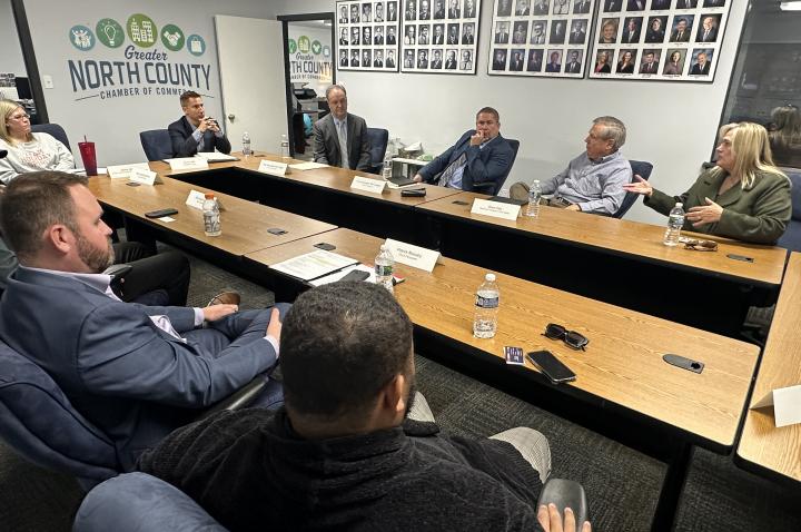 Roundtable discussion with civic and business leaders in North St. Louis County.