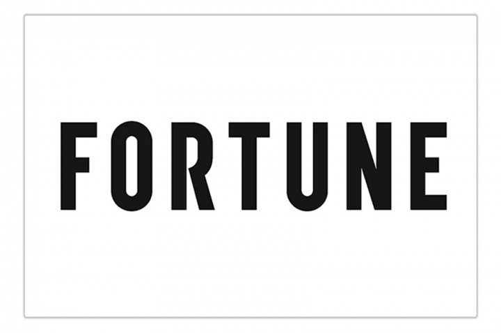 A black Fortune logo on a white background