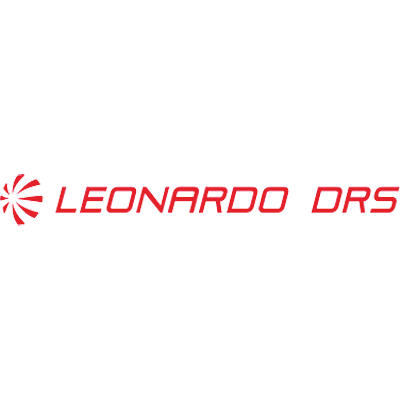 Leonardo DRS logo in red with a stylized starburst emblem